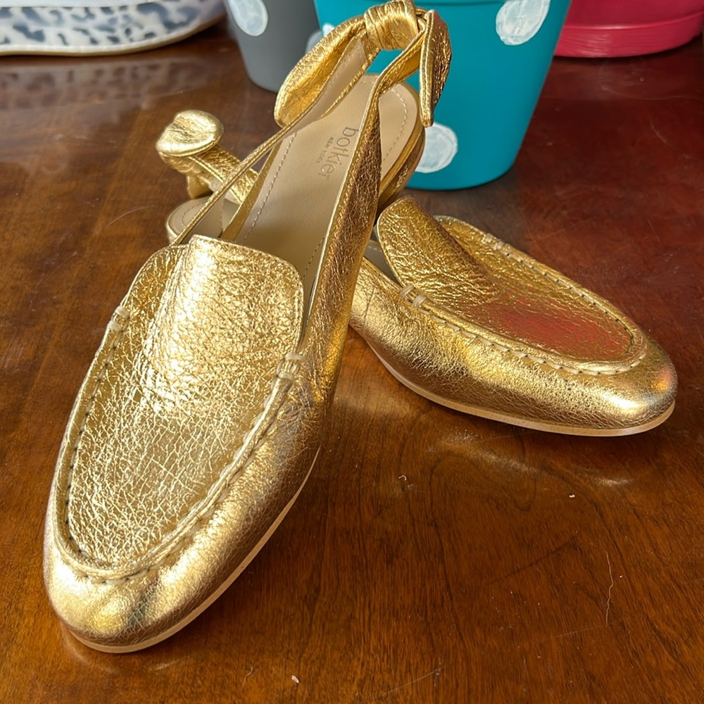 Botkier Selma / Metallic Gold / Slingback Flats / 6.5